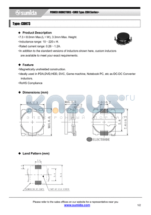 CDH73NP-470K datasheet - POWER INDUCTORS