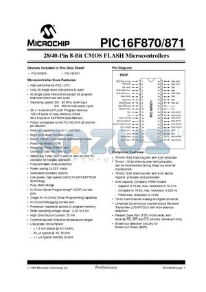 16F870 datasheet - 28/40-Pin 8-Bit CMOS FLASH Microcontrollers
