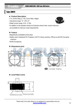 CDH74NP-680K datasheet - POWER INDUCTORS