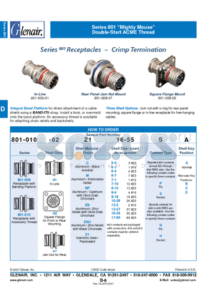 801-009-01M6-1PA datasheet - Double-Start ACME Thread