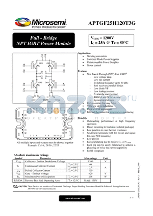 APTGF25H120T3G_09 datasheet - Full - Bridge NPT IGBT Power Module