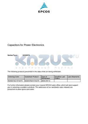 B25667A4197A375 datasheet - Capacitors for Power Electronics