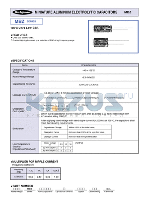 16MBZ1000M8X20 datasheet - MINIATURE ALUMINUM ELECTROLYTIC CAPACITORS