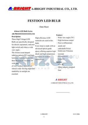 AB-P06481B012VD31-CF datasheet - FESTOON LED BULB