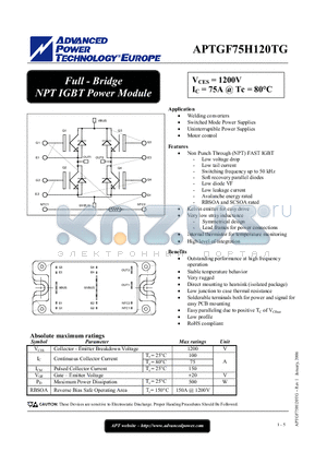 APTGF75H120TG datasheet - Full - Bridge NPT IGBT Power Module