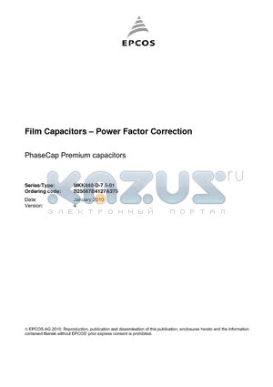 B25667B4127A375 datasheet - PhaseCap Premium capacitors