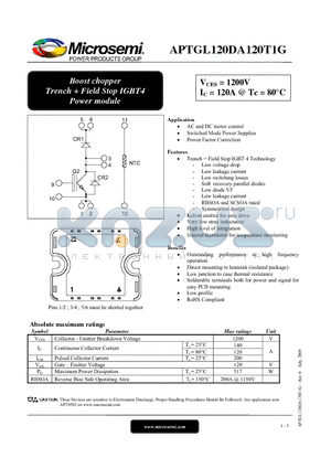 APTGL120DA120T1G datasheet - Boost chopper Trench  Field Stop IGBT4 Power module