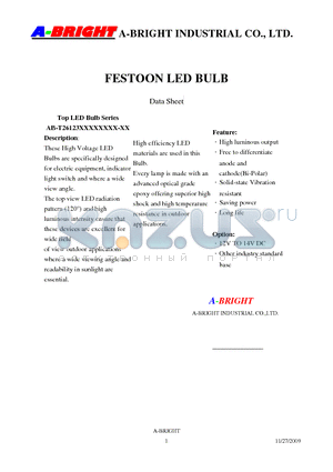 AB-T26123SW12VD31-CF datasheet - 2 TOP LEDs Bulb