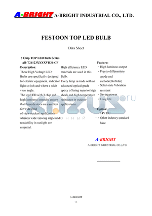 AB-T26123SW14VD36-CF datasheet - 2 TOP LED Bulb