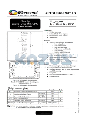 APTGL180A120T3AG_11 datasheet - Phase leg Trench  Field Stop IGBT4 Power Module