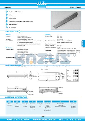 DBCDINF64BA1S3 datasheet - DIN 41612 TYPE B - FEMALE