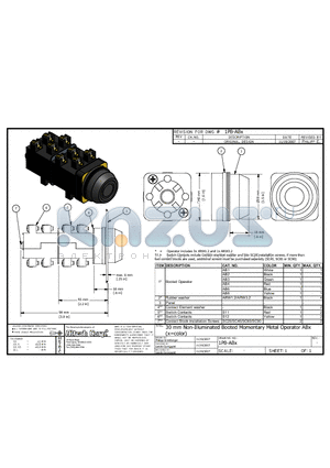 AB1 datasheet - 30 mm Non-Illuminated Booted Momentary Metal Operator ABx