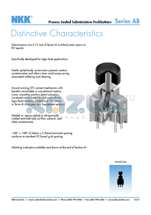 AB11AB-HC datasheet - Process Sealed Subminiature Pushbuttons