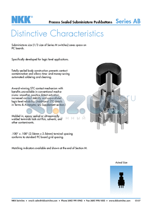 AB11AB-HB datasheet - Process Sealed Subminiature Pushbuttons