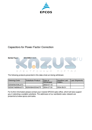 B25669A3596J375 datasheet - Capacitors for Power Factor Correction