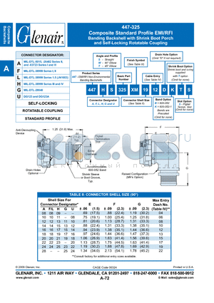 447AS325XM12 datasheet - Composite Standard Profile EMI/RFI Banding Backshell with Shrink Boot Porch