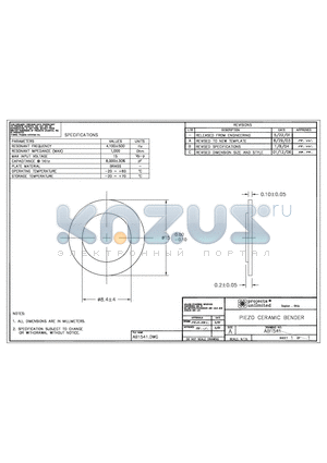 AB1541 datasheet - PIEZO CERAMIC BENDER