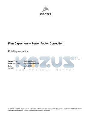 B25671A4826A375_09 datasheet - Film Capacitors - Power Factor Correction