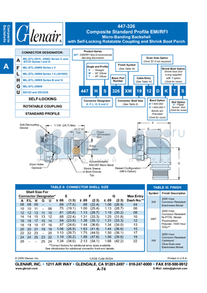 447AS326XW16 datasheet - Composite Standard Profile EMI/RFI Micro-Banding Backshell