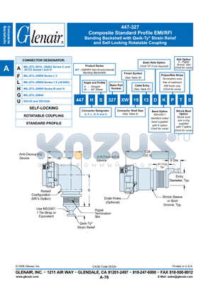 447AS327XM18 datasheet - Composite Standard Profile EMI/RFI Banding Backshell with Qwik-Ty^ Strain Relief