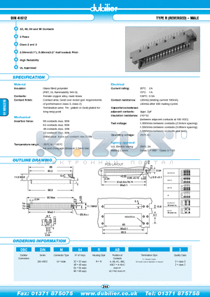 DBCDINM48RACS3 datasheet - DIN 41612 TYPE R (REVERSED) - MALE