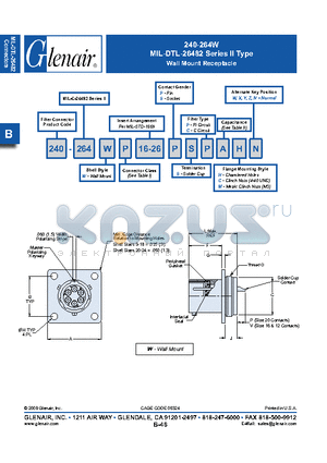 240-264WZN16-26SSP datasheet - Wall Mount Receptacle