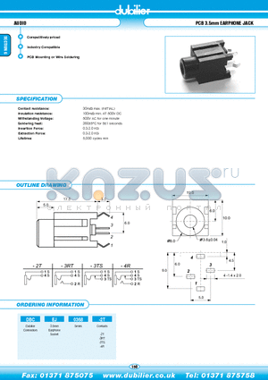 DBCEJ0368-3RT datasheet - AUDIO PCB 3.5mm EARPHONE JACK