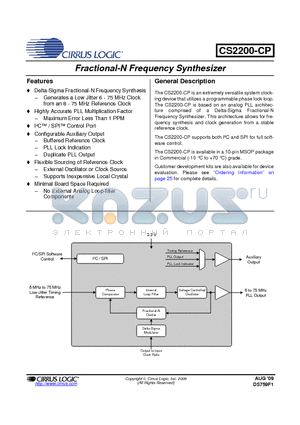 CDK2000 datasheet - Fractional-N Frequency Synthesizer
