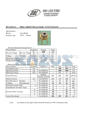 8013-2323-AU datasheet - 808nm 1000mW IR Laser Diodes AUTO PACKAGE