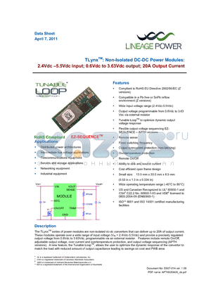 APTH020A0X_10 datasheet - TLynxTM: Non-Isolated DC-DC Power Modules