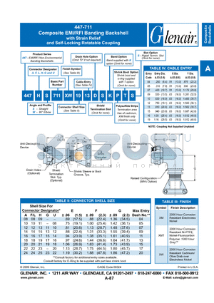 447AW711XW08 datasheet - Composite EMI/RFI Banding Backshell with Strain Relief