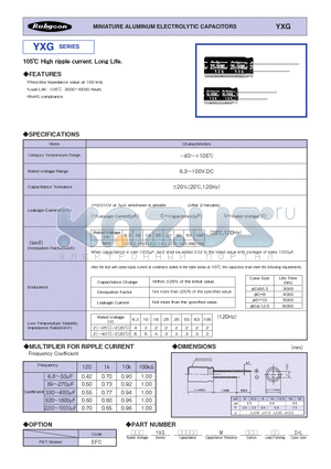 16YXG330MEFCT78X11.5 datasheet - MINIATURE ALUMINUM ELECTROLYTIC CAPACITORS