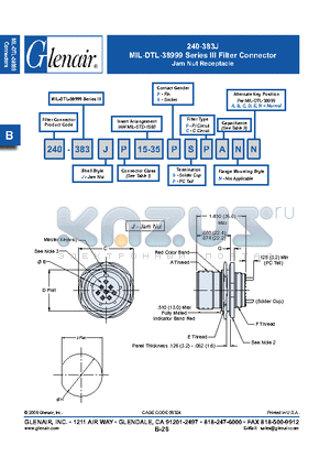 240-383JH215-35P datasheet - Filter Connector Jam Nut Receptacle