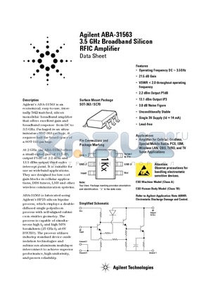 ABA-31563-TR1G datasheet - 3.5 GHz Broadband Silicon RFIC Amplifier
