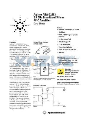 ABA-32563 datasheet - 2.5 GHz Broadband Silicon RFIC Amplifier