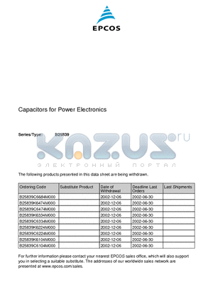 B25839-K6104-M000 datasheet - Capacitors for Power Electronics