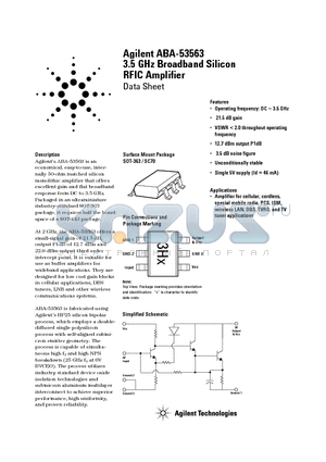 ABA-53563-BLK datasheet - 3.5 GHz Broadband Silicon RFIC Amplifier