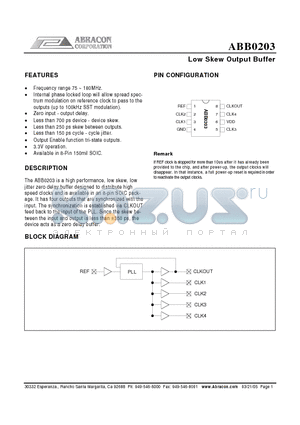 ABB0203SC datasheet - Low Skew Output Buffer