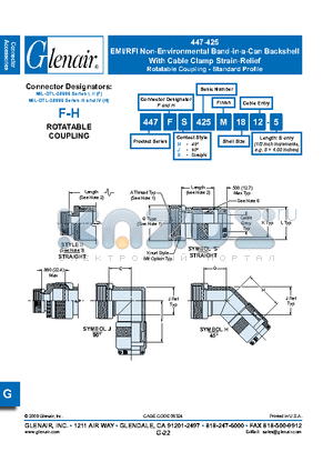 447FH425B12 datasheet - EMI/RFI Non-Environmental Band-in-a-Can Backshell With Cable Clamp Strain-Relief