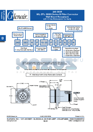 240-383RZN15-35S datasheet - Wall Mount Receptacle with Crimp Removable Contacts