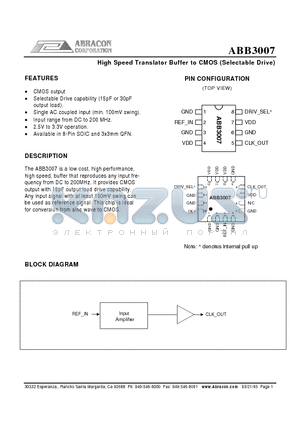 ABB3007 datasheet - High Speed Translator Buffer to CMOS