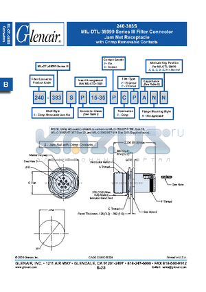 240-383SM15-35P datasheet - Jam Nut Receptacle with Crimp Removable Contacts