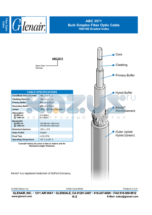 ABC3571 datasheet - Bulk Simplex Fiber Optic Cable