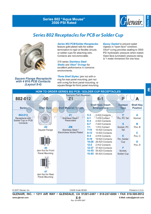 802-012-00Z16-4FB datasheet - Receptacles for PCB or Solder Cup