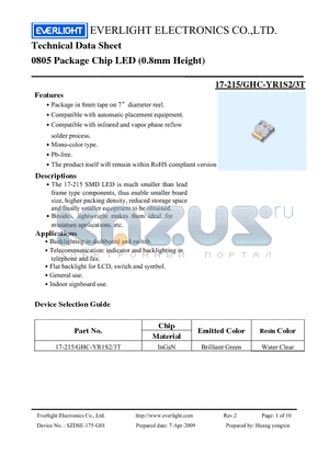 17-21/GHC-YR1S2/3T datasheet - Chip LED (1.1mm Height)