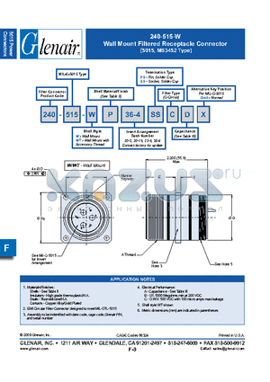 240-515-WTNF36-4SS datasheet - Wall Mount Filtered Receptacle Connector