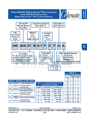 240-804-07M6-1P datasheet - Filter Connector Push-Pull Quick Disconnect