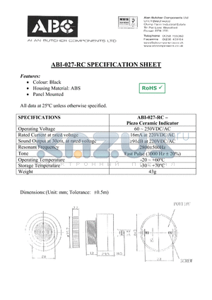 ABI-027-RC datasheet - Piezo Ceramic Indicator