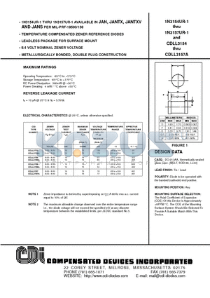 CDLL3157UR-1 datasheet - TEMPERATURE COMPENSATED ZENER REFERENCE DIODES