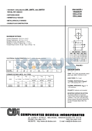 CDLL3600 datasheet - SWITCHING DIODE